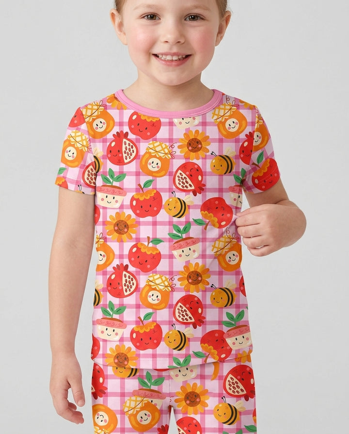 Schlafanzug-Set zweiteilig, kurze Ärmel, kurze Hose, Bambus