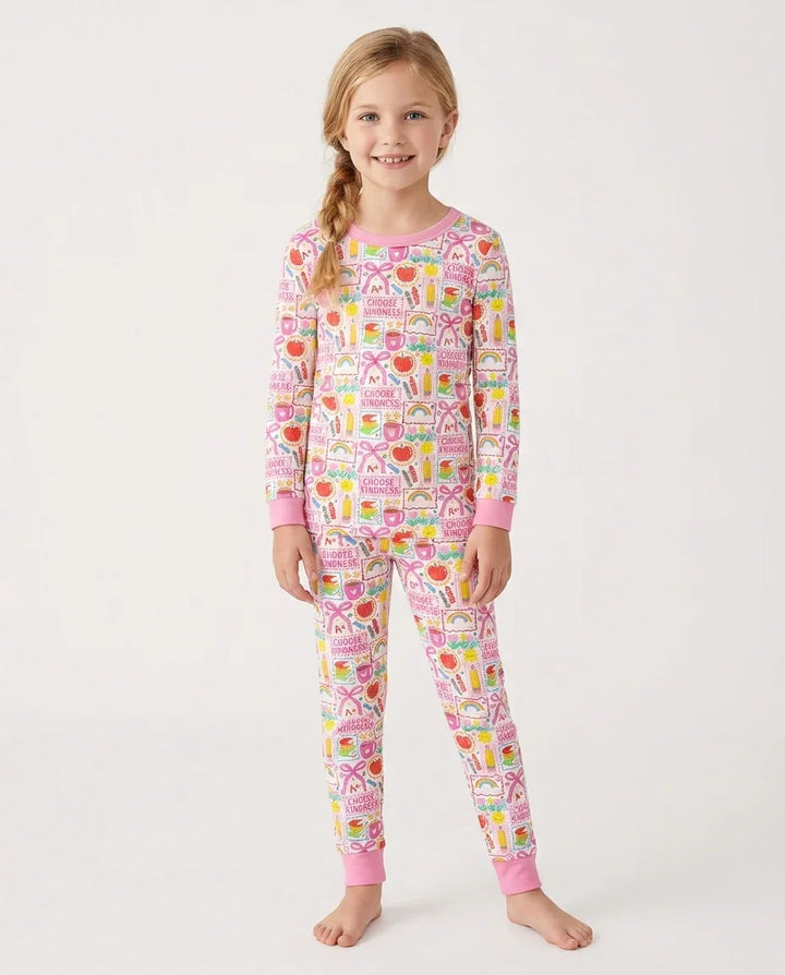 Zweiteiliges Langarm-Pyjama-Set mit Sommerfrüchten