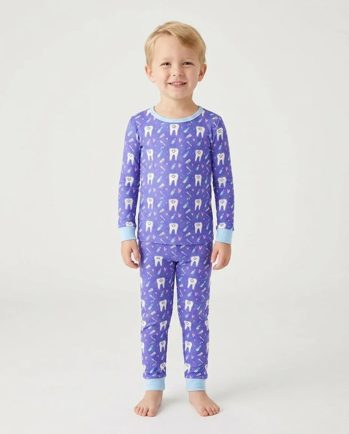 Zähneputzen Bambus Zweiteiliger Kurzarm-Pyjama-Set