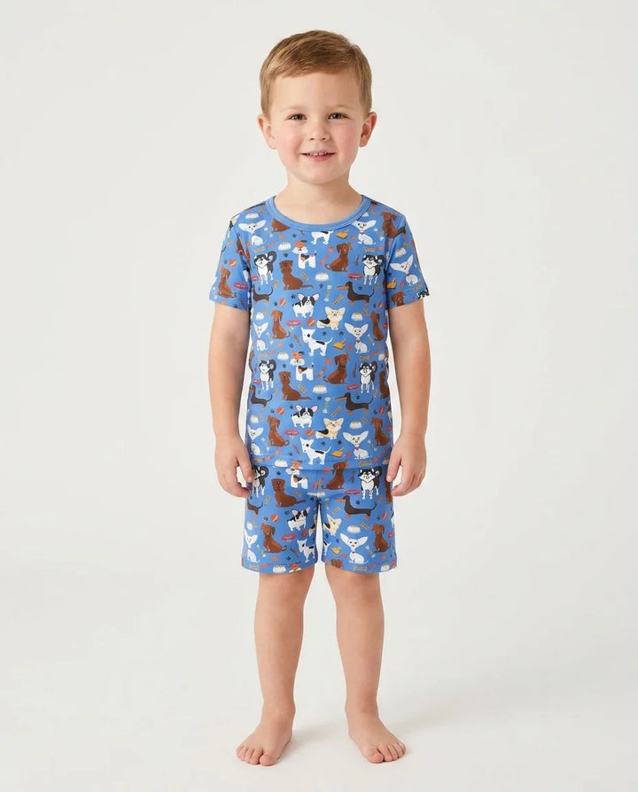 Dapper Dogs Pyjama-Set aus Bambus, zweiteilig, kurzärmelig, kurze Hose