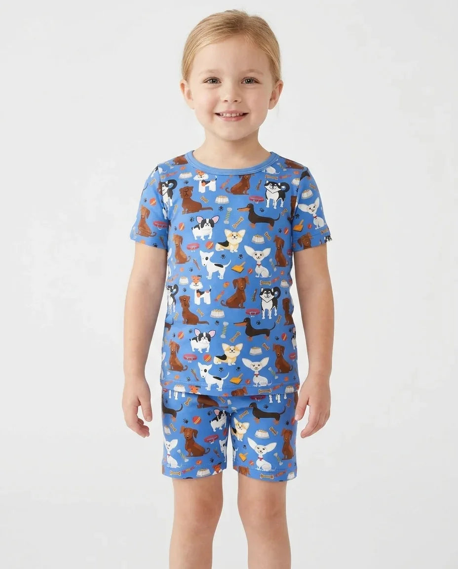 Dapper Dogs Pyjama-Set aus Bambus, zweiteilig, kurzärmelig, kurze Hose