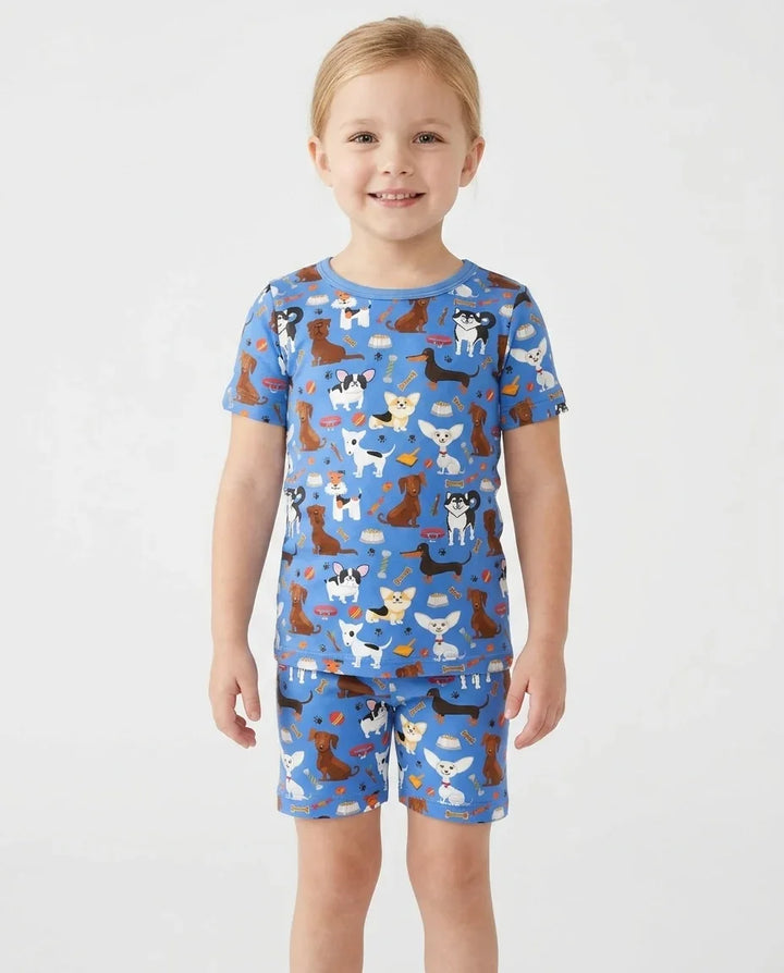 Dapper Dogs Pyjama-Set aus Bambus, zweiteilig, kurzärmelig, kurze Hose