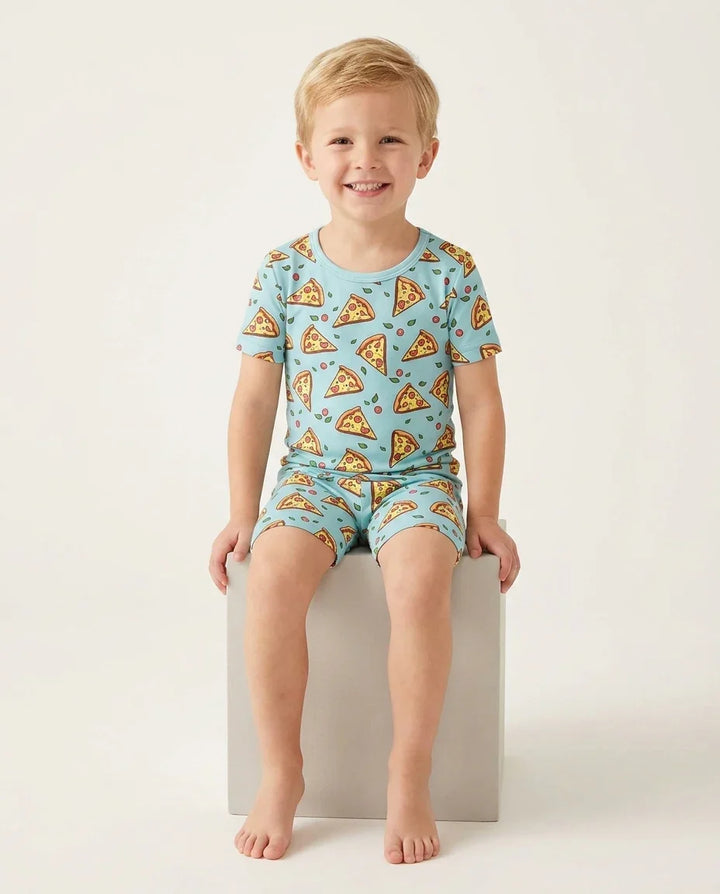 Pizza Doodle Bambus Zweiteiliges Kurzarm-Shorts-Pyjama-Set