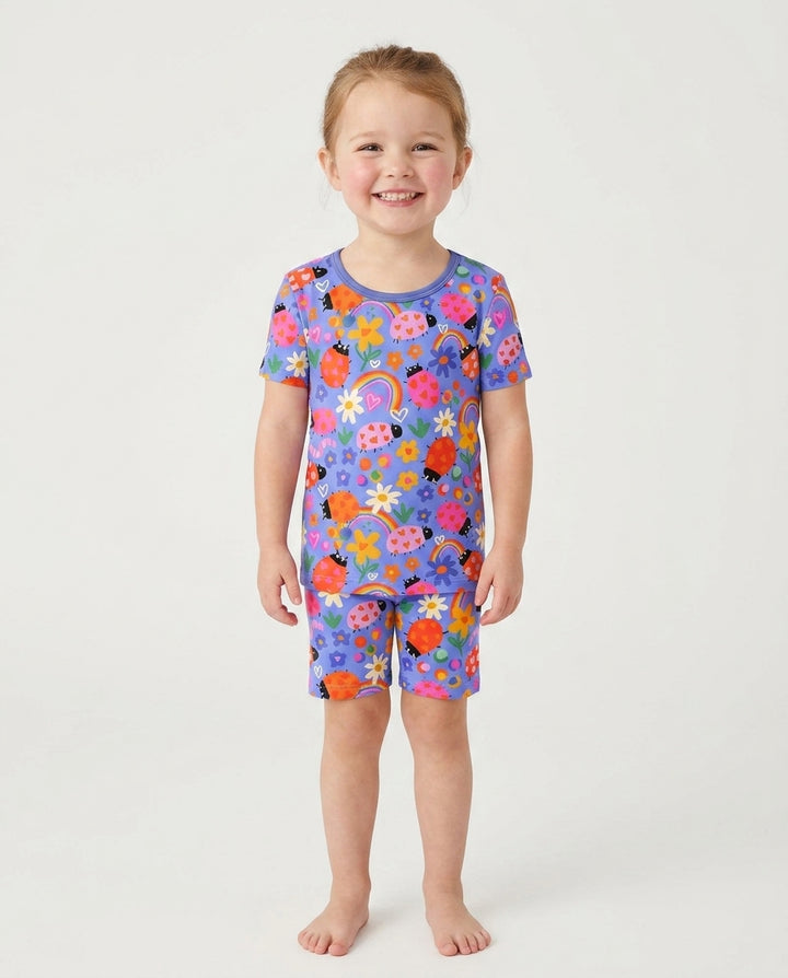 Marienkäfer Bambus Zweiteiliges Kurzarm-Shorts-Schlafanzugset