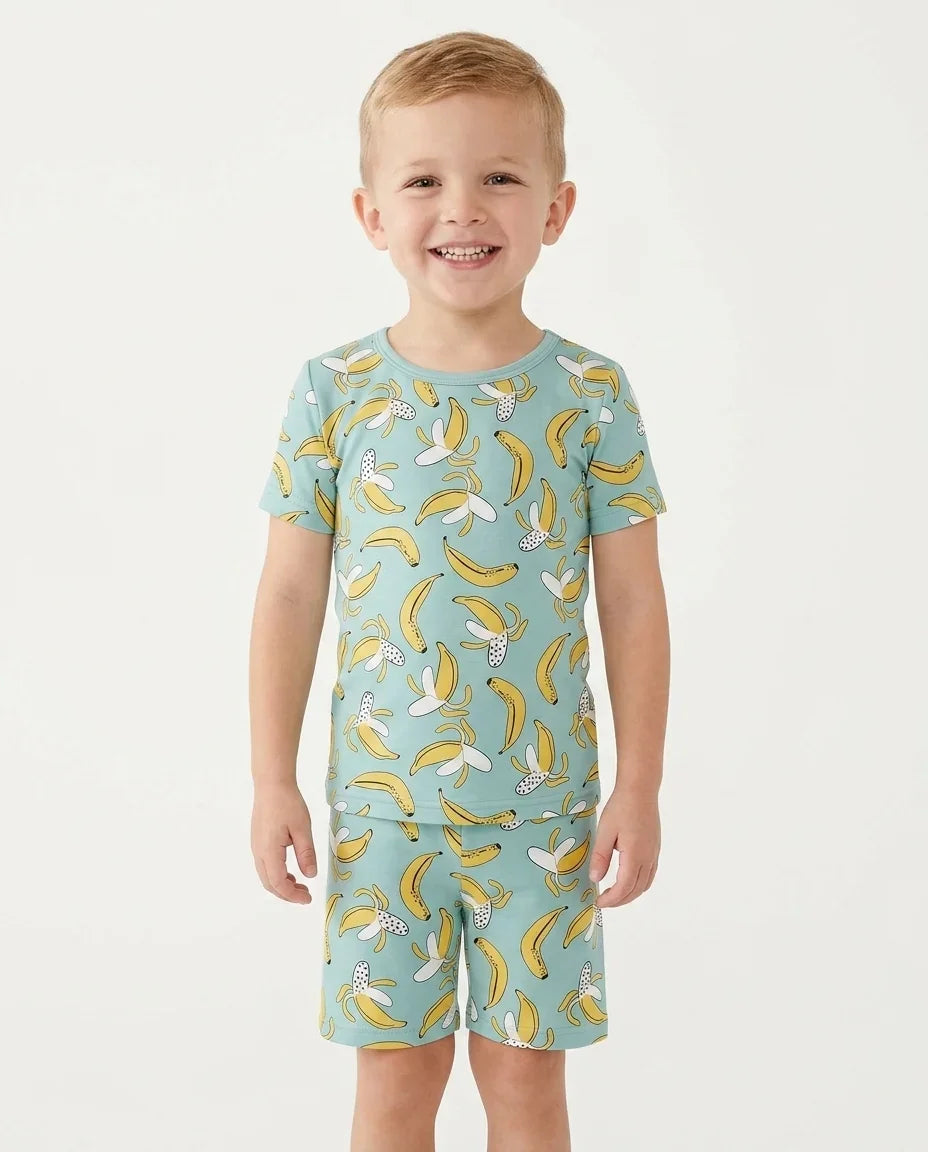 Bananas Bamboo Two Piece Short Sleeve Shorts Pajama Set