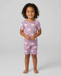 Lila Einhörner Bambus Zweiteiler Kurzarm Shorts Pyjama Set