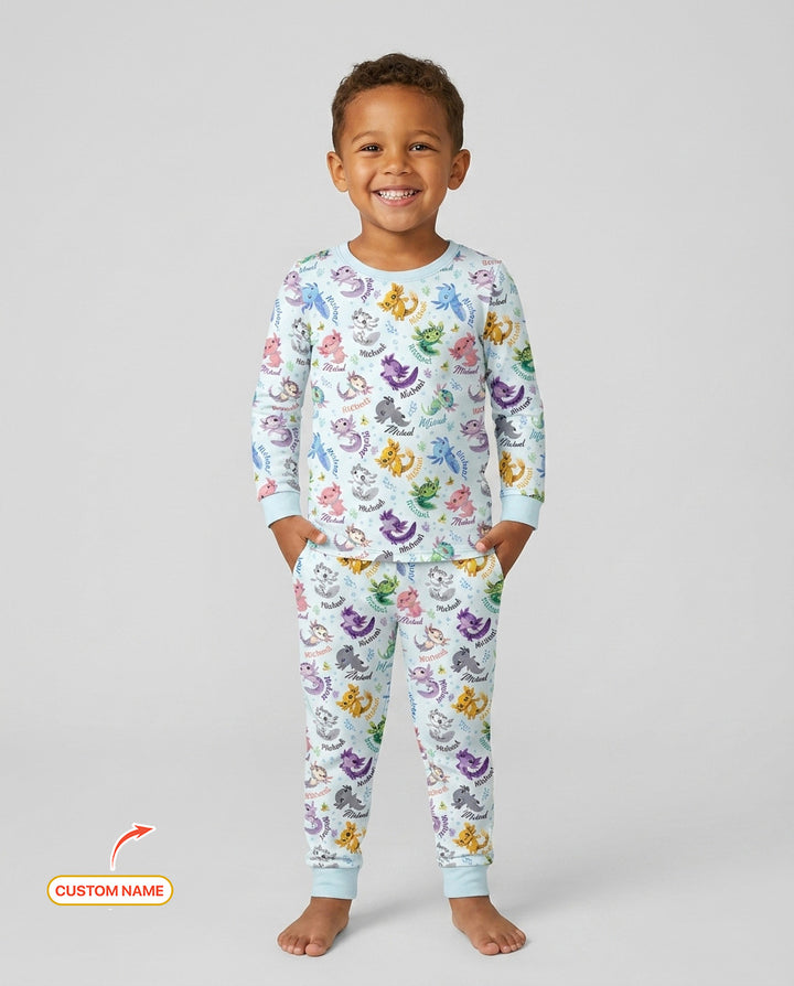 I Love You Axolotl Custom Name Bamboo Two Piece Long Sleeve Pajama Set