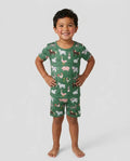 Green Farm Animals Bamboo Two Piece Short Sleeve Shorts Pajama Set