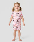 Pink Farm Animals Bamboo Two Piece Short Sleeve Shorts Pajama Set