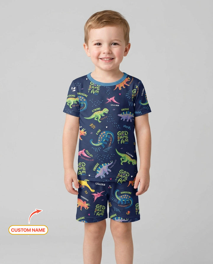 Zweiteiliges Pyjama-Set mit kurzen Ärmeln und Shorts im Sommer-Design