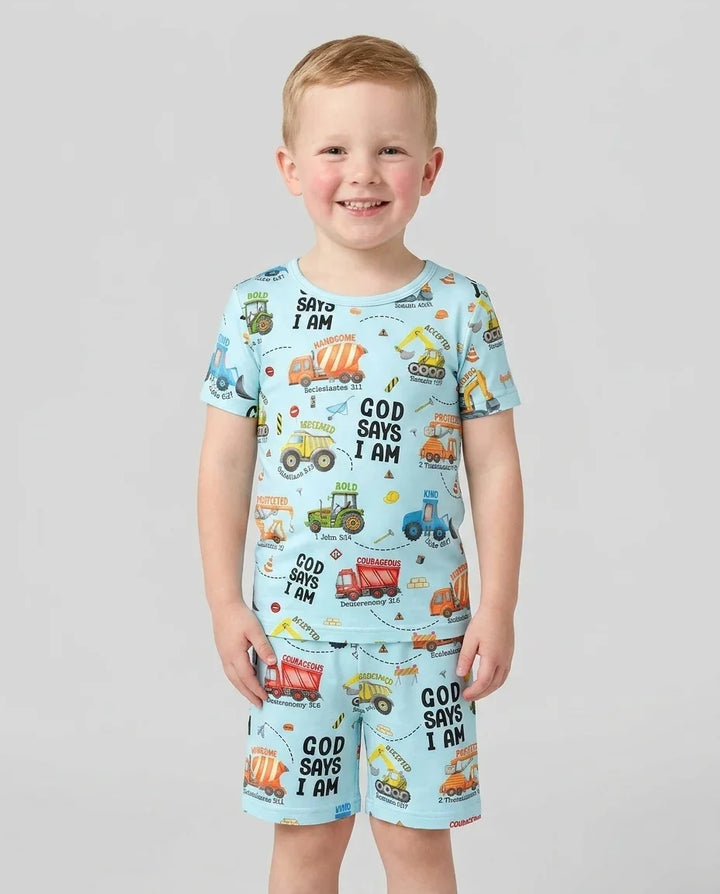 Zweiteiliges Pyjama-Set mit kurzen Ärmeln und Shorts im Sommer-Design