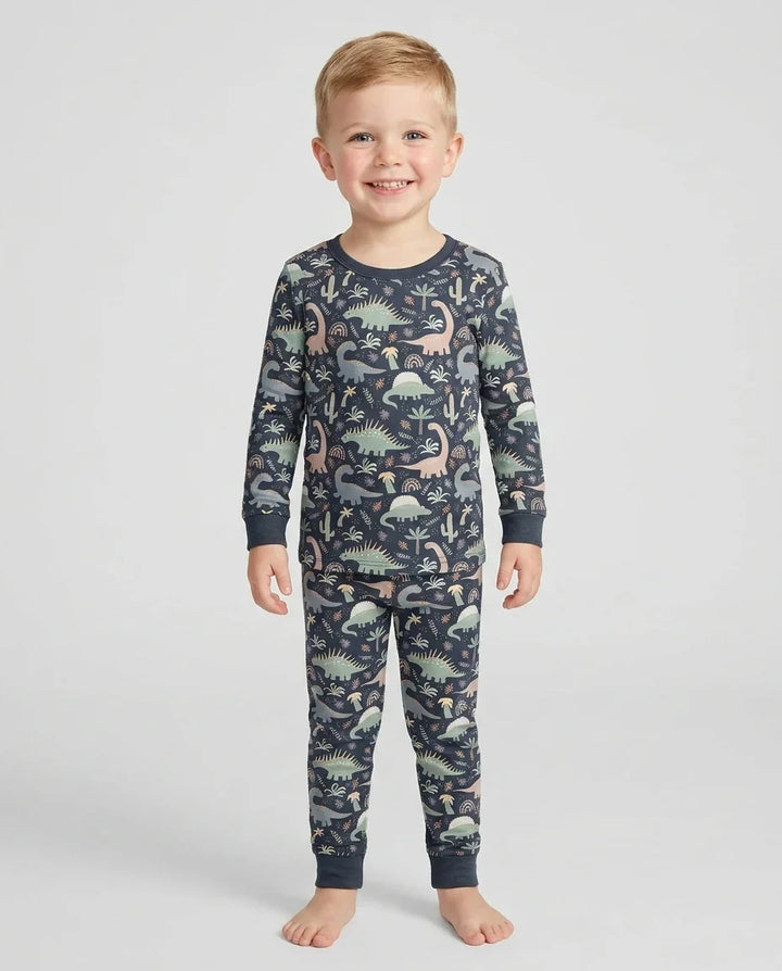 Navy Jurassic Jungle Bamboo Two Piece Pajama Set