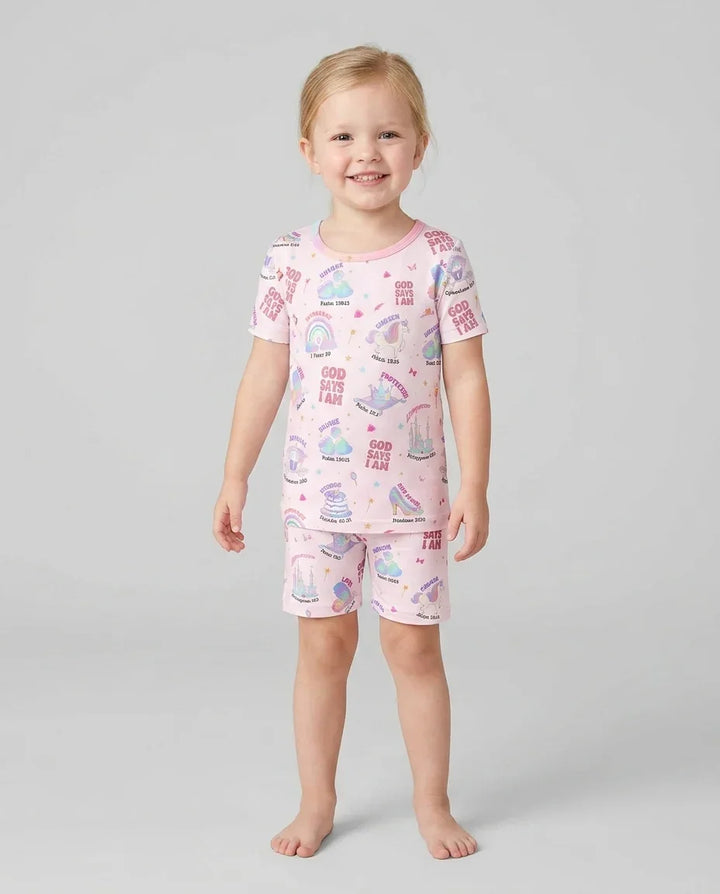 Zweiteiliges Pyjama-Set mit kurzen Ärmeln und Shorts im Sommer-Design