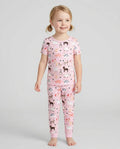 Pink Farm Animals Bamboo Two Piece Short Sleeve Pajama Set