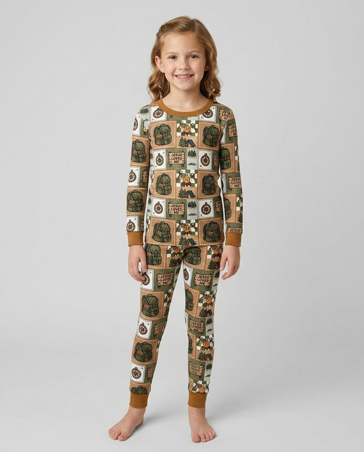Zweiteiliges Langarm-Pyjama-Set mit Sommerfrüchten