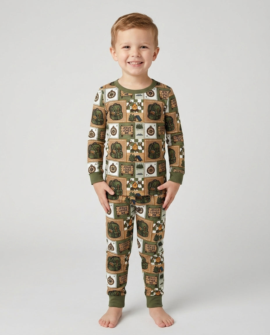 Zweiteiliges Langarm-Pyjama-Set mit Sommerfrüchten