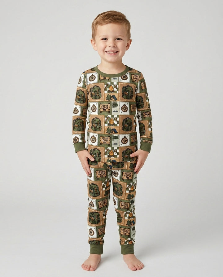Zweiteiliges Langarm-Pyjama-Set mit Sommerfrüchten