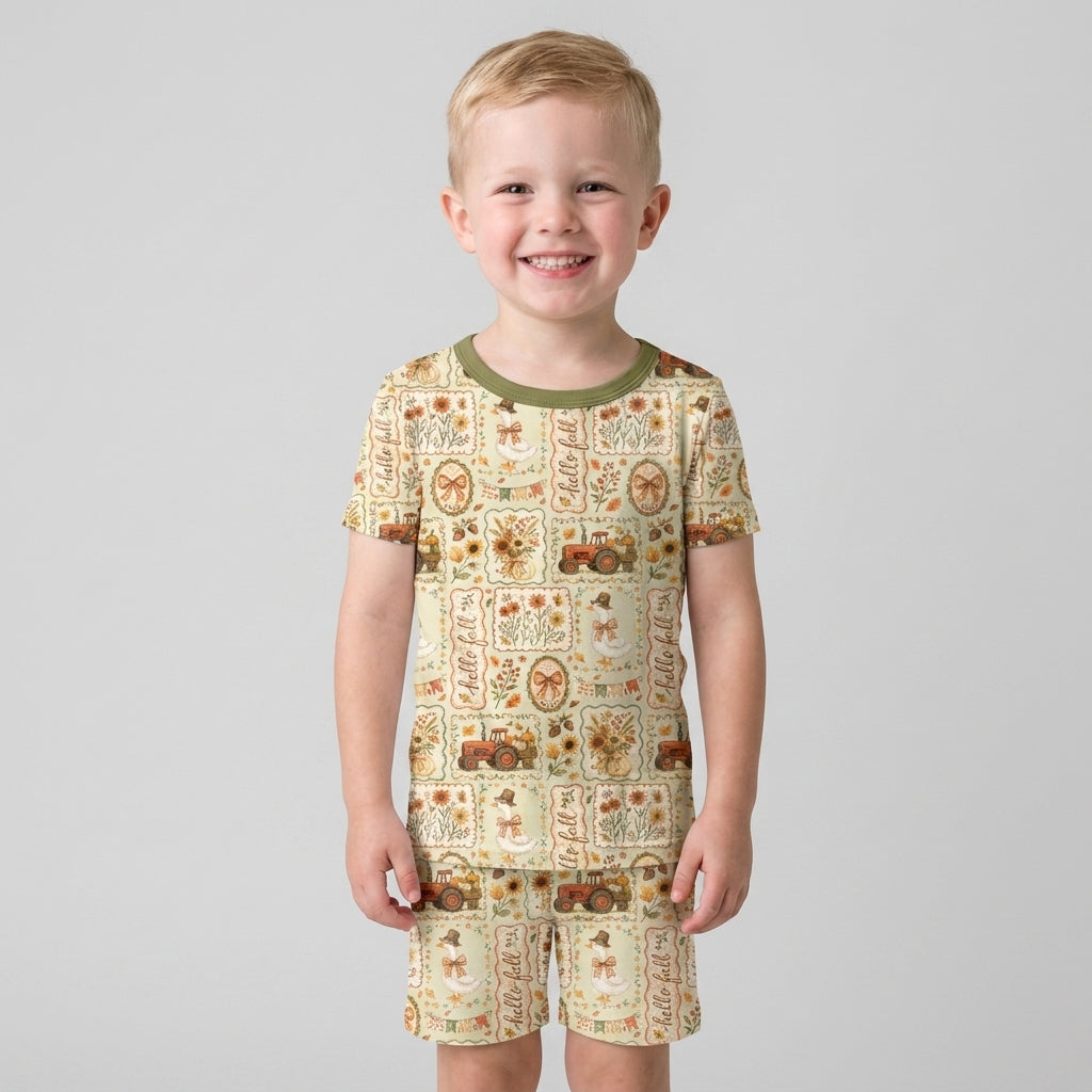 Schlafanzug-Set zweiteilig, kurze Ärmel, kurze Hose, Bambus