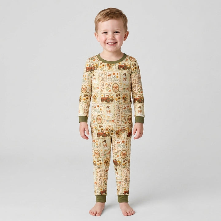 Zweiteiliges Langarm-Pyjama-Set mit Sommerfrüchten