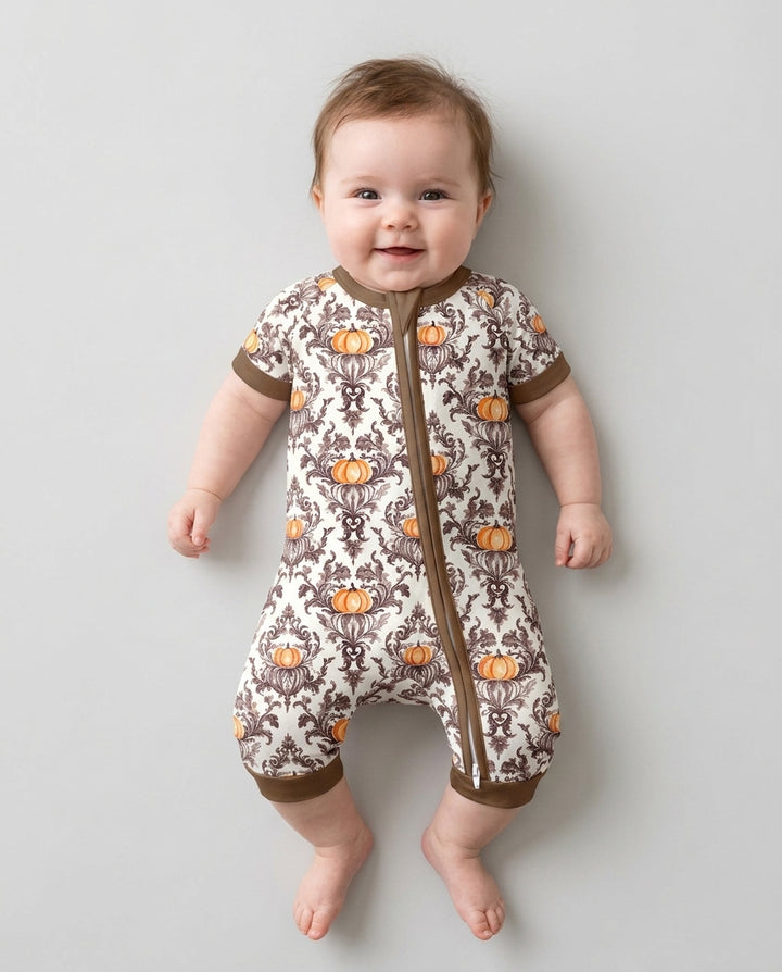 Pumpkin Toile Family Matching Bamboo Shorty Zippy