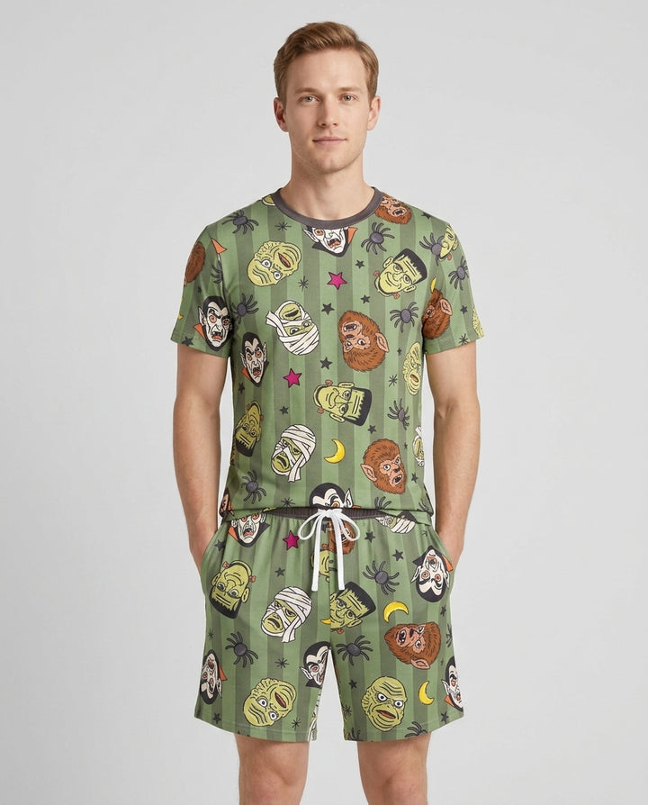 Creepy Crew Family Matching Bamboo Men Short Sleeve Short Pajama Set