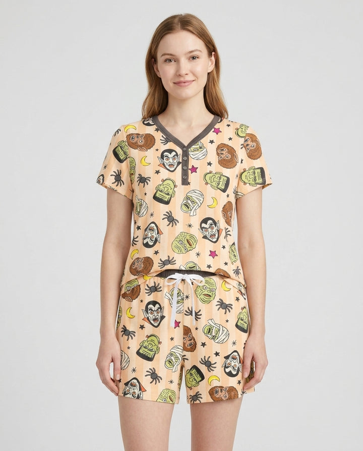 Creepy Crew Family Matching Bamboo Women Short Sleeve Short Pajama Set