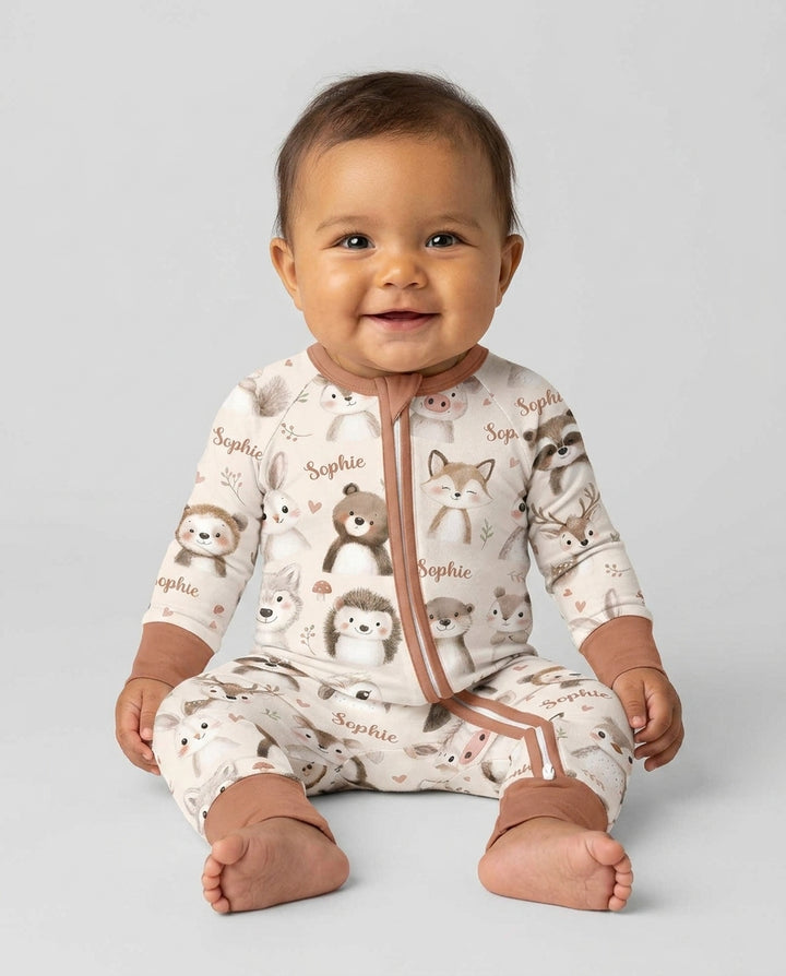 Custom Name Watercolor Woodland Bamboo Convertible Zippy