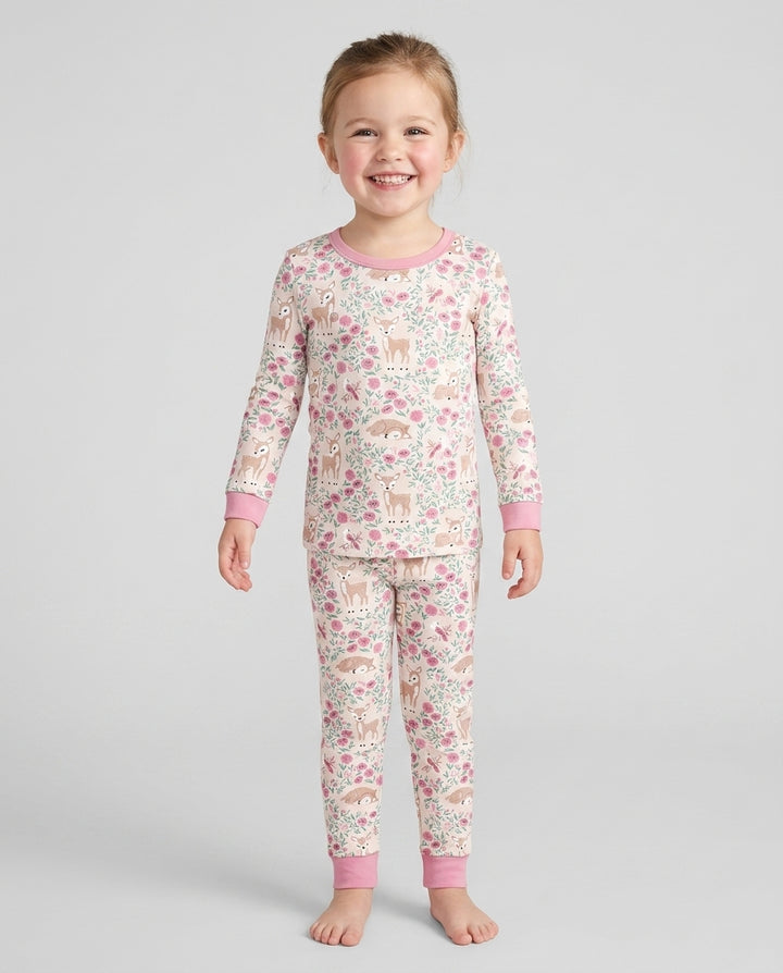 Little Deer Meadow Bamboo Two Piece Long Sleeve Pajama Set