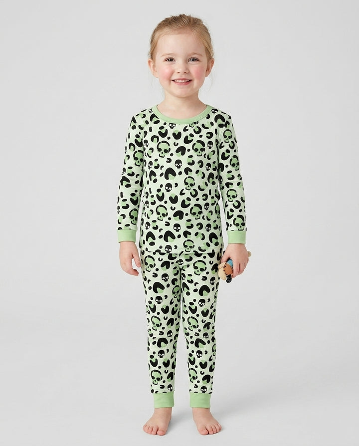 Leopard Skull Bamboo Two Piece Long Sleeve Pajama Set