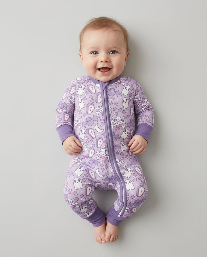 Cute Ghost Halloween Pastel Purple Spooky Bamboo Convertible Zippy