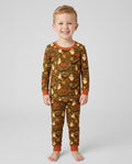 Retro Halloween Ghost Pumpkin Floral Bamboo Two Piece Long Sleeve Pajama Set