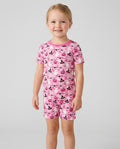 Cute Pink Halloween Ghost Pumpkin Witch Bamboo Two Piece Short Sleeve Shorts Pajama Set