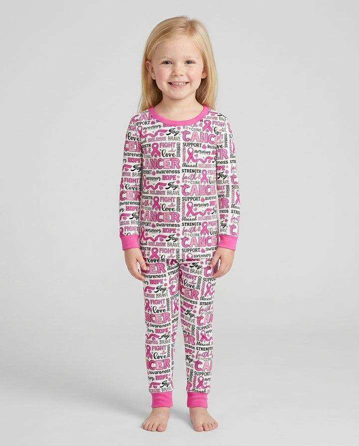 Strength in Pink Bamboo Two Piece Long Sleeve Pajama Set