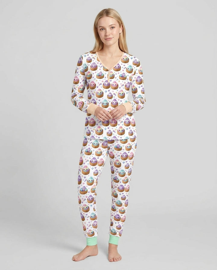 Cute Glitter Dumpling Bamboo Women Pajama Set