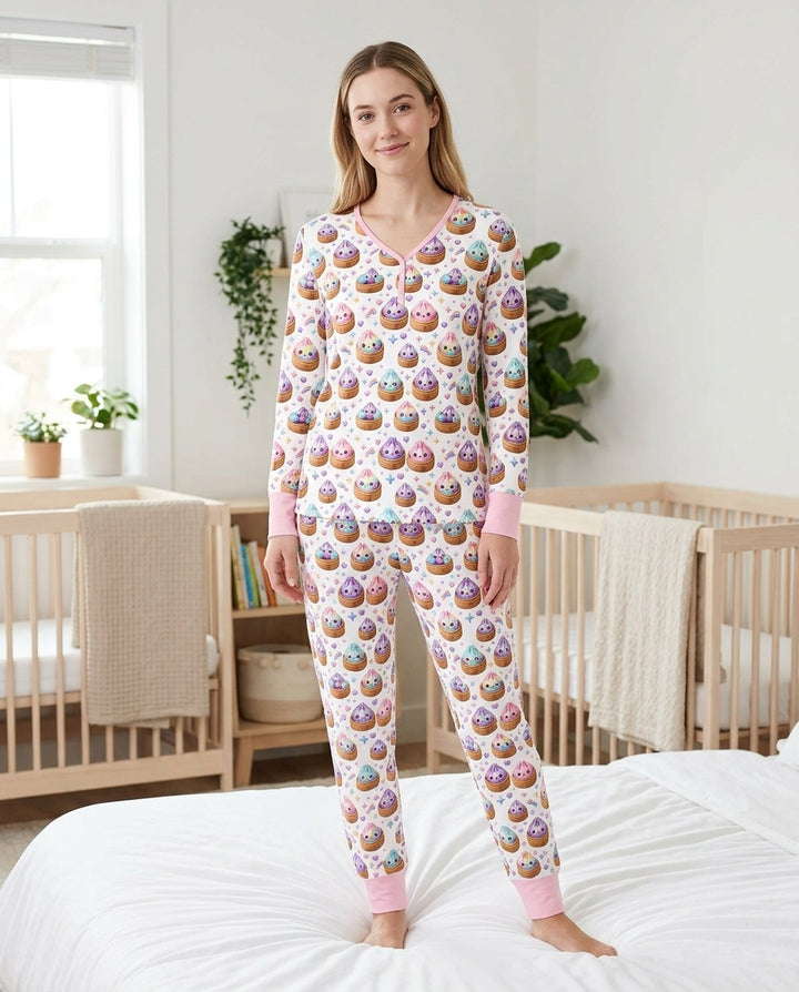 Cute Glitter Dumpling Bamboo Women Pajama Set