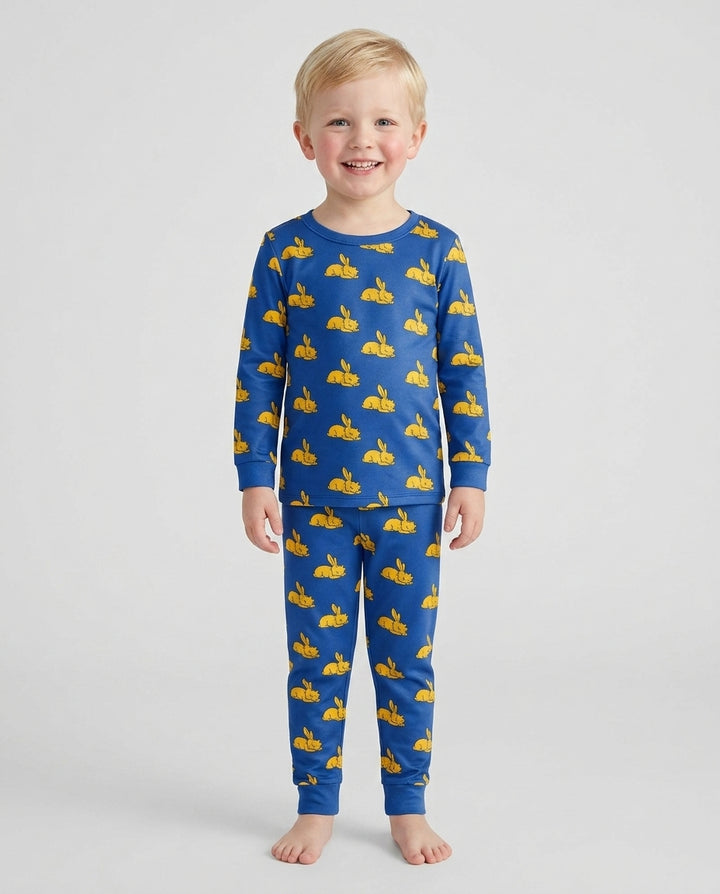 Sleepy Golden Bunnies Bamboo Two Piece Long Sleeve Pajama Set