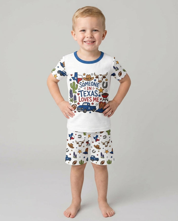 Schlafanzug-Set zweiteilig, kurze Ärmel, kurze Hose, Bambus