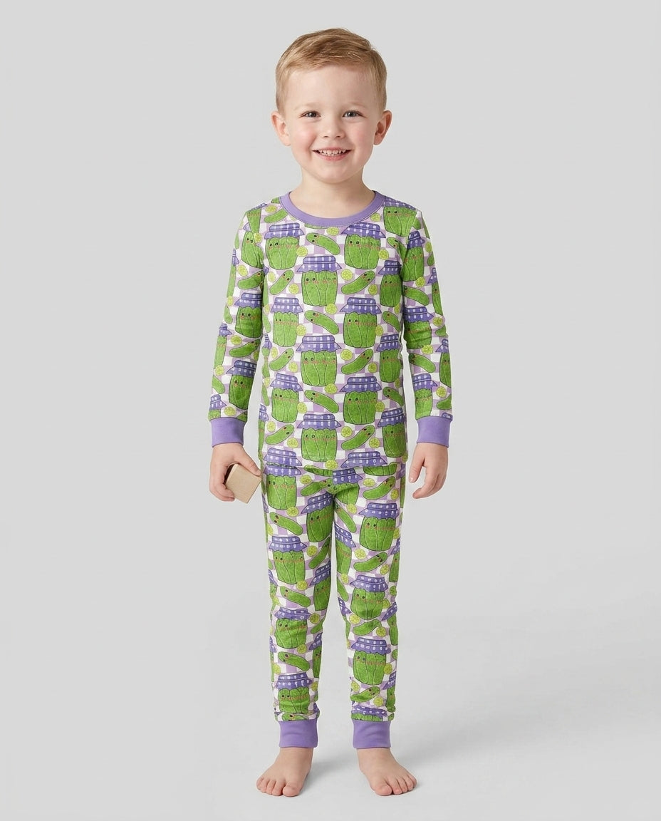 Kawaii Pickle Jar Bamboo Two Piece Long Sleeve Pajama Set