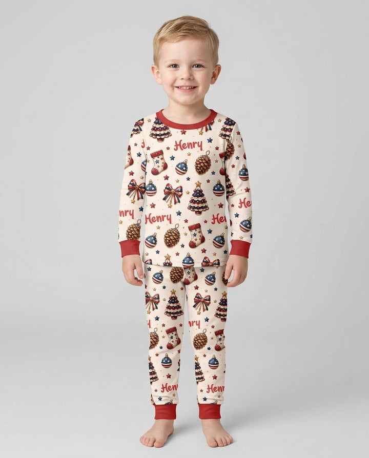 Proud Of American Baby Bamboo Two Piece Long Sleeve Pajama Set
