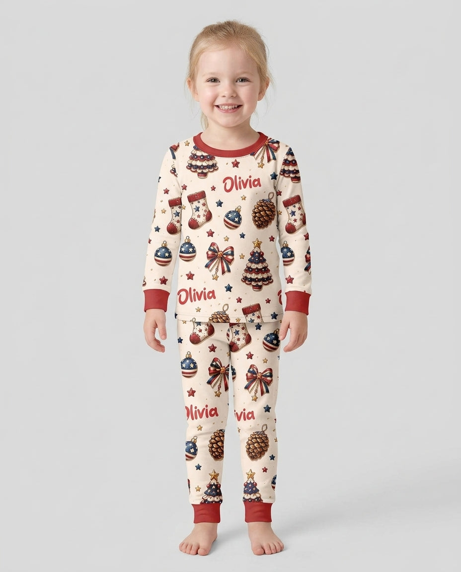 Proud Of American Baby Bamboo Two Piece Long Sleeve Pajama Set