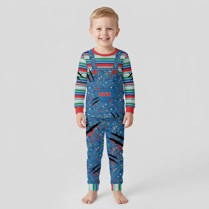 Custom Name Creepy Doll Halloween Bamboo Two Piece Long Sleeve Pajama Set