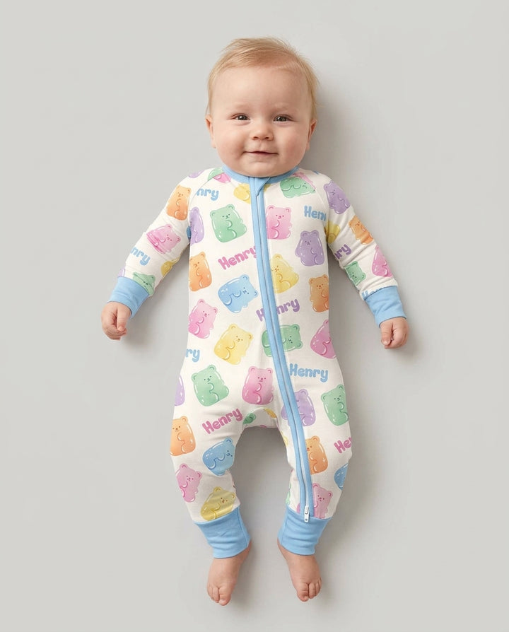 Kawaii Jelly Gummy Bears Custom Name Bamboo Convertible Zippy