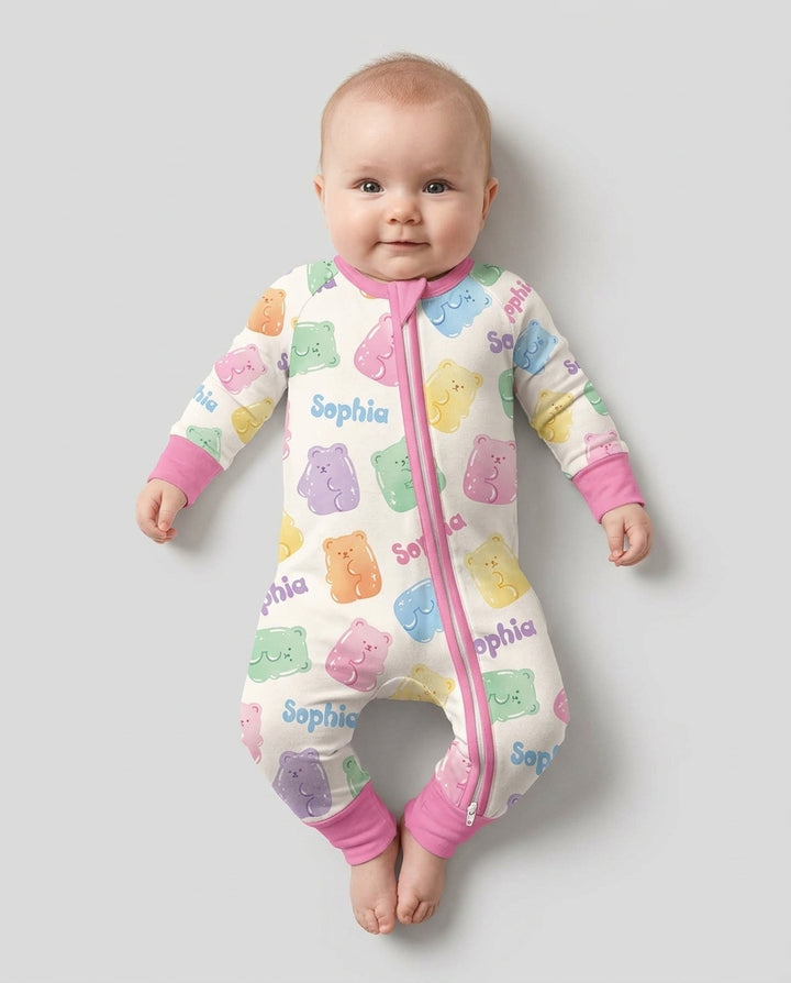 Kawaii Jelly Gummy Bears Custom Name Bamboo Convertible Zippy