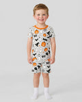 Halloween Geist & Kürbis Leuchtet im Dunkeln Bambus Zweiteiliges Kurzarm-Shorts Pyjama-Set