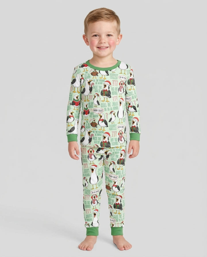 Funny Christmas Seagull Bamboo Two Piece Long Sleeve Pajama Set
