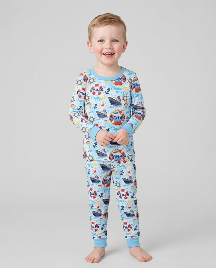 Custom Name Cruise Crew 2027 Bamboo Two Piece Long Sleeve Pajama Set