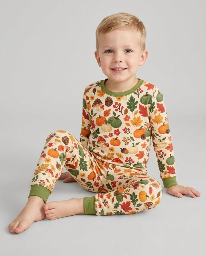 Cozy Forest Fall Bamboo Two Piece Long Sleeve Pajama Set