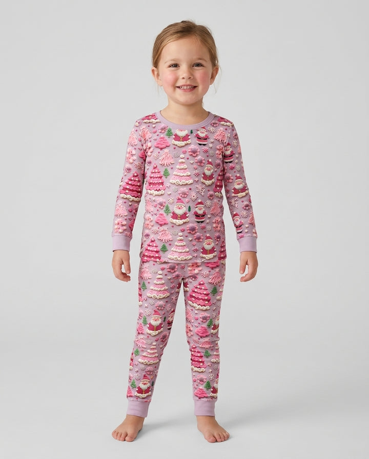 Pink Snowmen Bamboo Two Piece Long Sleeve Pajama Set