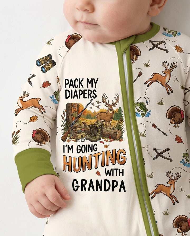 Personalized Pack My Diapers I'm Going Hunting Bamboo Convertible Zippy