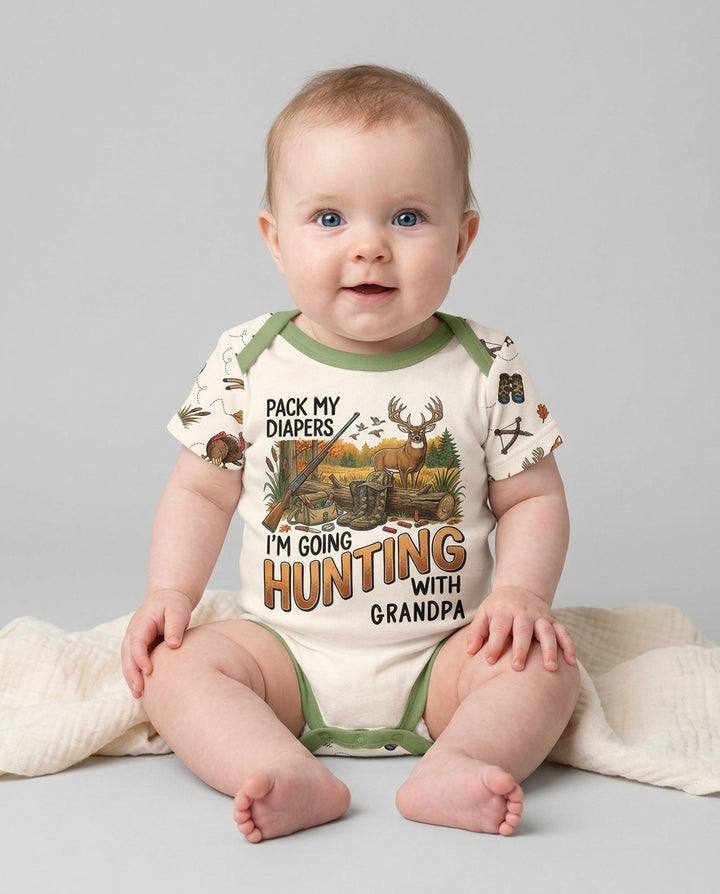 Personalized Pack My Diapers I'm Going Hunting Bamboo Bodysuit
